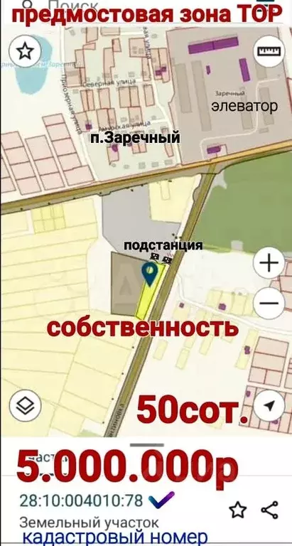 Участок в Амурская область, Благовещенский район, пос. Заречный ул. ... - Фото 0