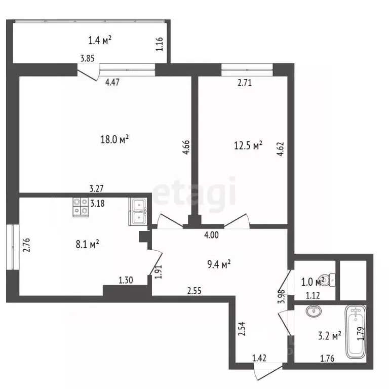 2-к кв. Калининградская область, Калининград Сельма мкр, ул. Юрия ... - Фото 2