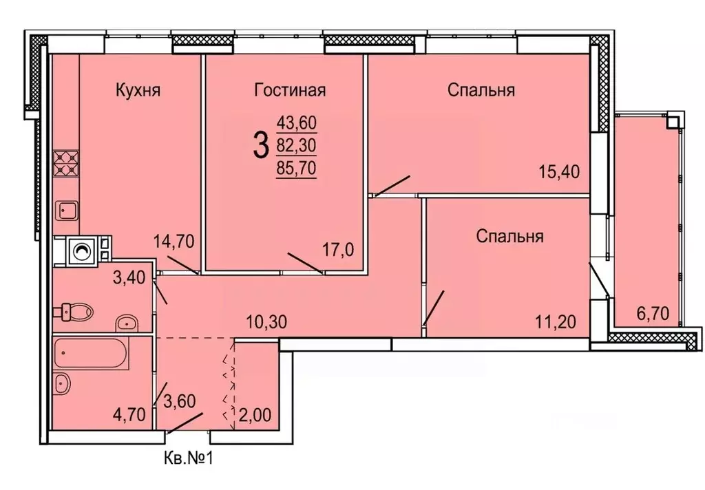 3-к кв. Тульская область, Тула ул. Седова, 20Д/1 (85.7 м) - Фото 0