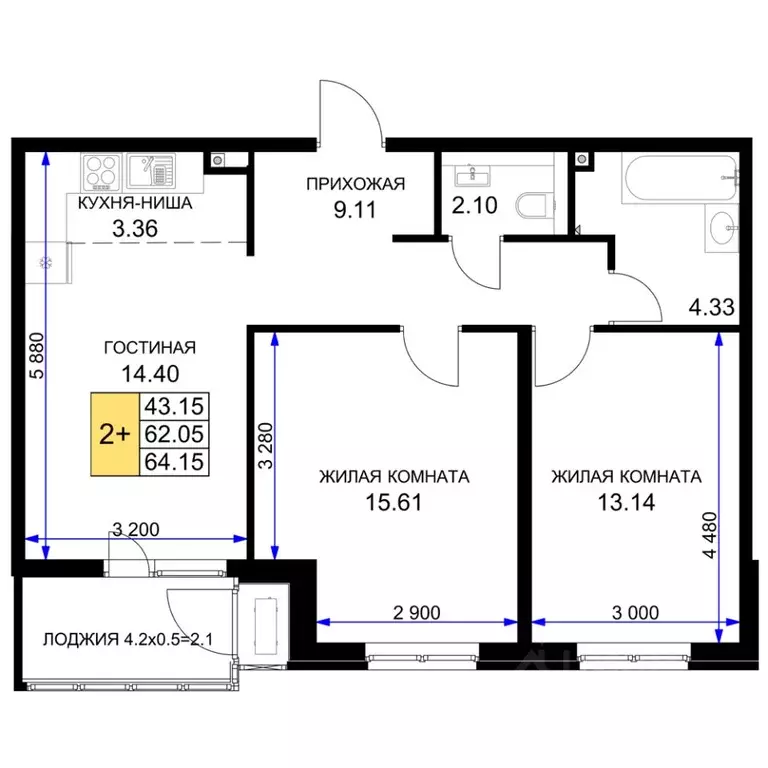 2-к кв. Краснодарский край, Краснодар 2-я Площадка мкр, ул. Ветеранов, ... - Фото 1