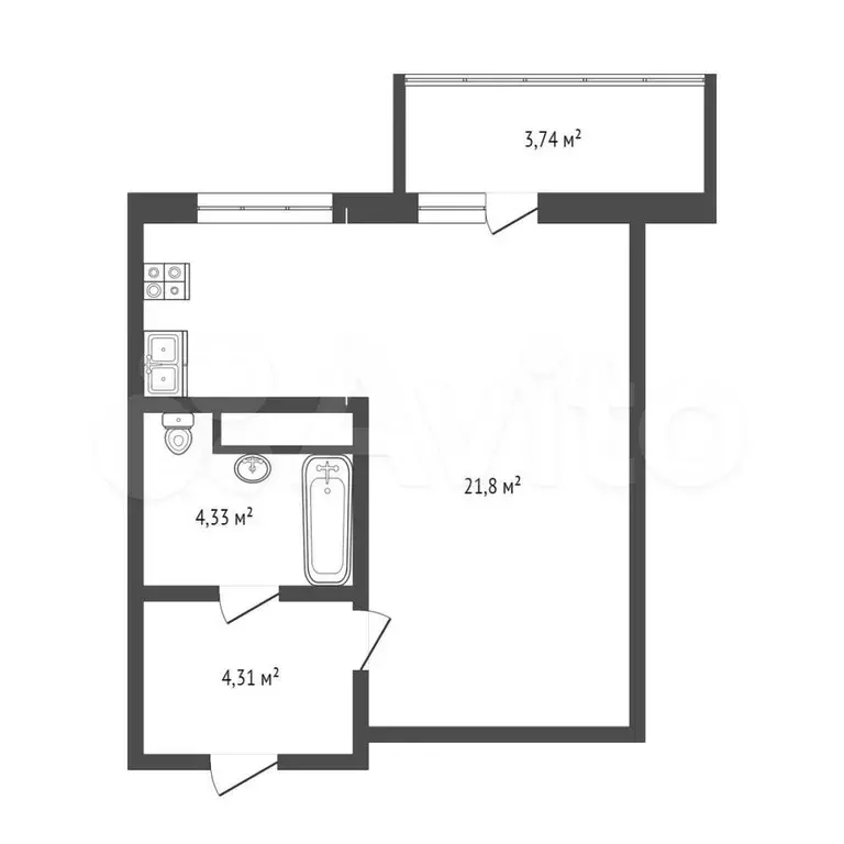 Квартира-студия, 30,1 м, 4/20 эт. - Фото 0