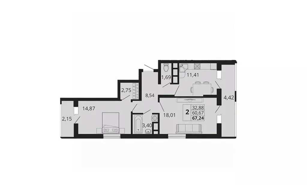 2-к кв. Краснодарский край, Краснодар пос. Знаменский, Родные Просторы ... - Фото 1