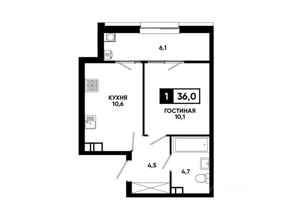 1-к кв. Ставропольский край, Ставрополь ул. Андрея Голуба, 12к10 (36.0 ... - Фото 1
