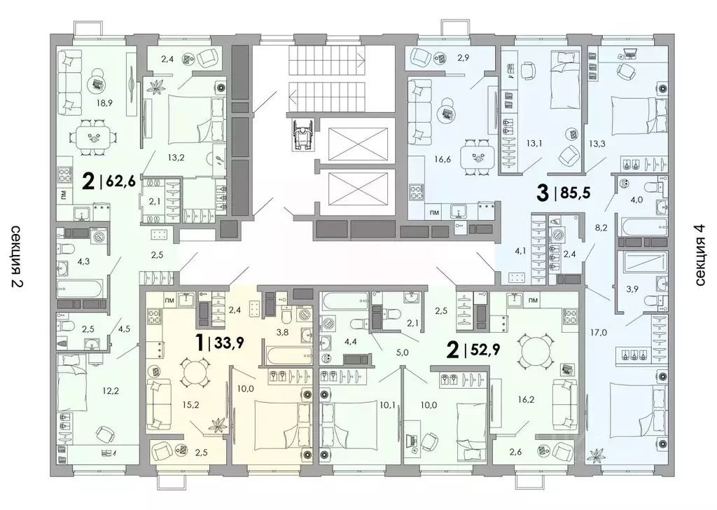 2-к кв. Владимирская область, Владимир Уно жилой комплекс (52.9 м) - Фото 2