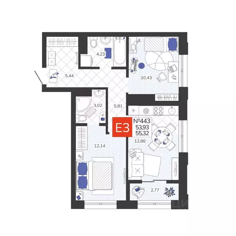 2-к кв. Тульская область, Тула Мясново мкр, Желания жилой комплекс ... - Фото 1