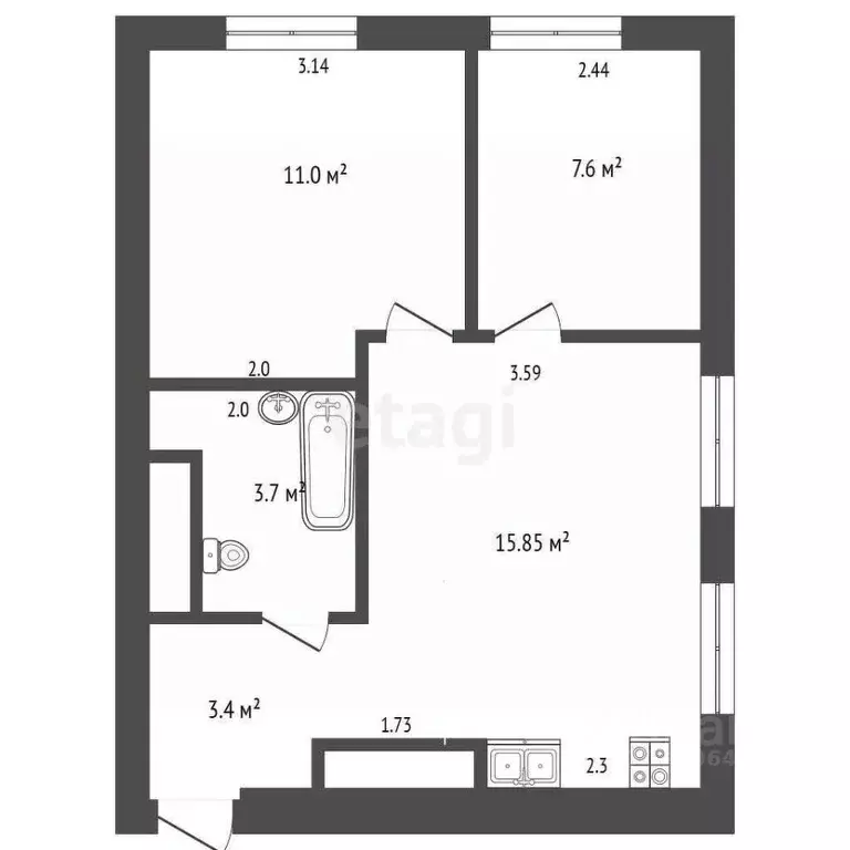 2-к кв. Московская область, Красногорск ул. Авангардная, 4 (44.0 м) - Фото 2