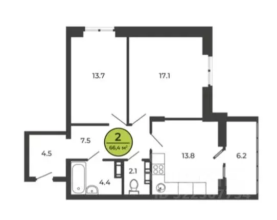 2-к кв. Брянская область, Брянский район, Свенское с/пос, пос. Свень ... - Фото 1