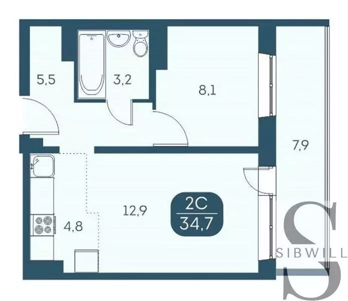 1-комнатная квартира: Новосибирск, Междуреченская улица, 7/1 (34.65 м) - Фото 0