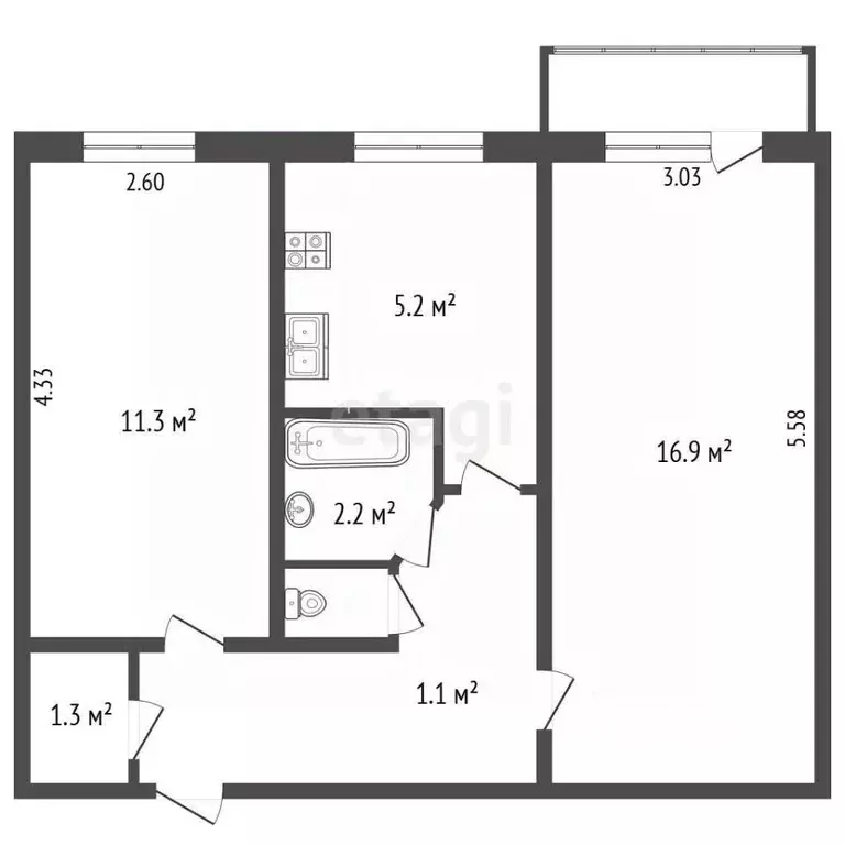 2-к кв. Севастополь ул. Казачья, 7 (47.0 м) - Фото 2