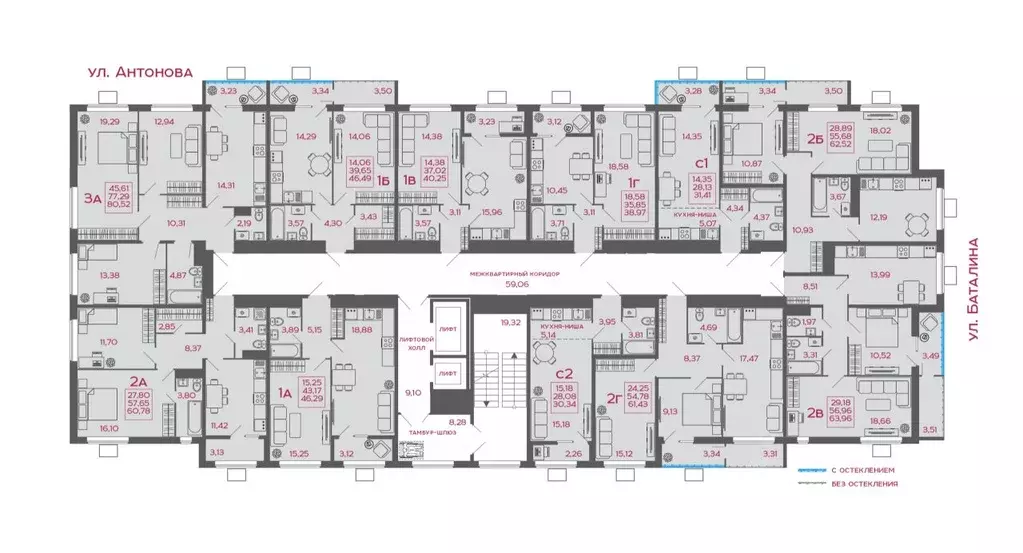 2-к кв. Пензенская область, Пенза ул. Баталина, 31 (60.78 м) - Фото 2