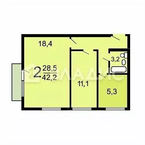 2-к кв. Москва ул. Дмитрия Ульянова, 8К1 (42.2 м) - Фото 2