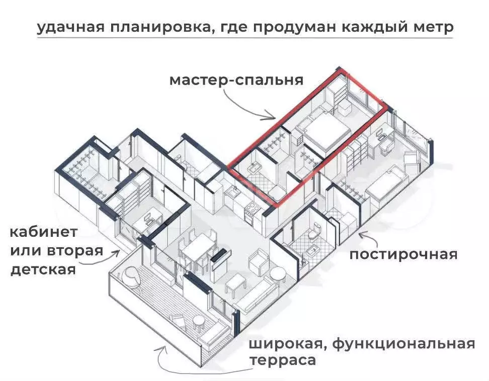 4-к. квартира, 113,8 м, 2/18 эт. - Фото 1