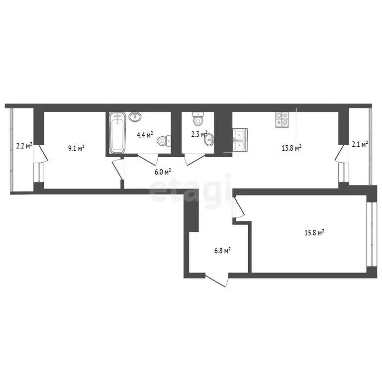 2-комнатная квартира: Тюмень, улица Павла Фитина, 3 (62.5 м) - Фото 1