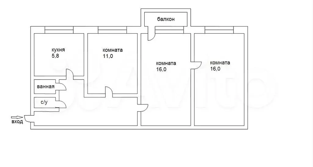 3-к. квартира, 53 м, 3/5 эт. - Фото 0