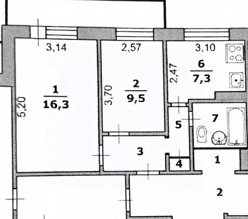 2-к кв. Белгородская область, Белгород ул. Губкина, 25 (43.1 м) - Фото 1