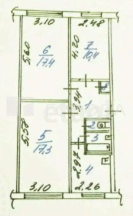 3-к кв. Кемеровская область, Новокузнецк ул. Циолковского, 61 (61.4 м) - Фото 1