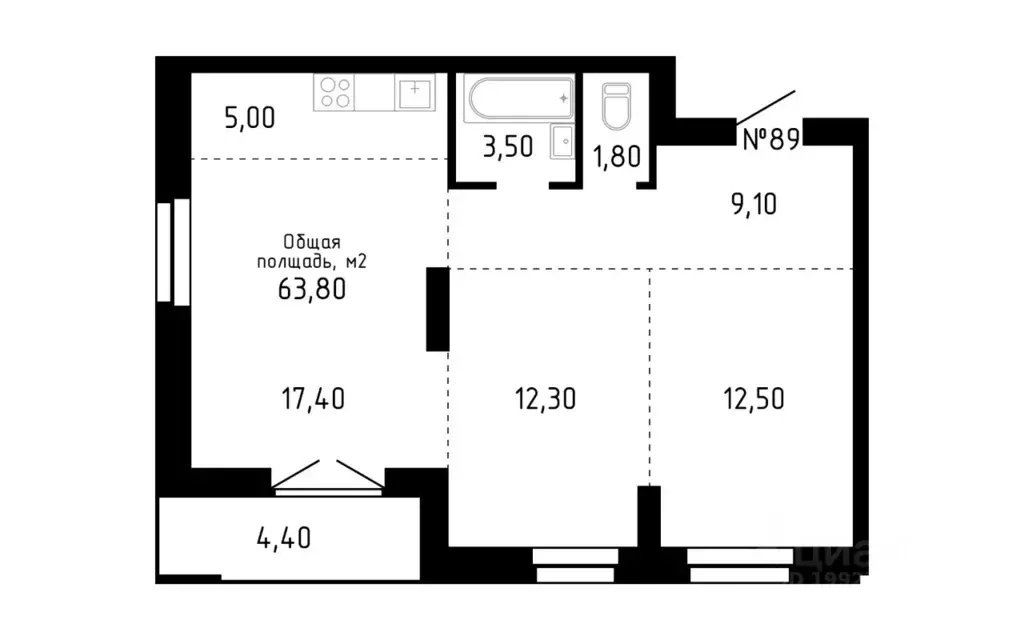 3-к кв. Алтайский край, Барнаул ул. Никитина, 12 (63.8 м) - Фото 0