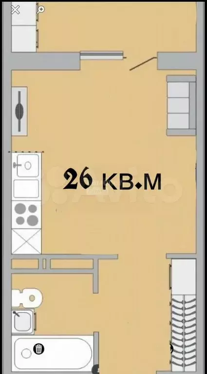 Квартира-студия, 27 м, 2/24 эт. - Фото 0