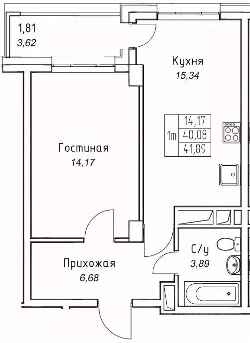 1-к кв. Саха (Якутия), Якутск 11-й кв-л,  (41.89 м) - Фото 1