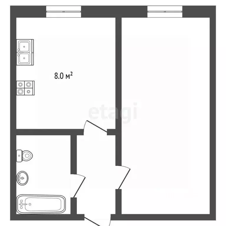 1-к кв. Томская область, Томск Мокрушинский мкр, ул. Мокрушина, 24 ... - Фото 2