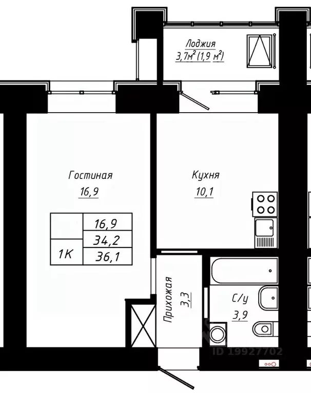 1-к кв. Алтайский край, Барнаул ул. Сухэ-Батора, 39 (36.1 м) - Фото 0