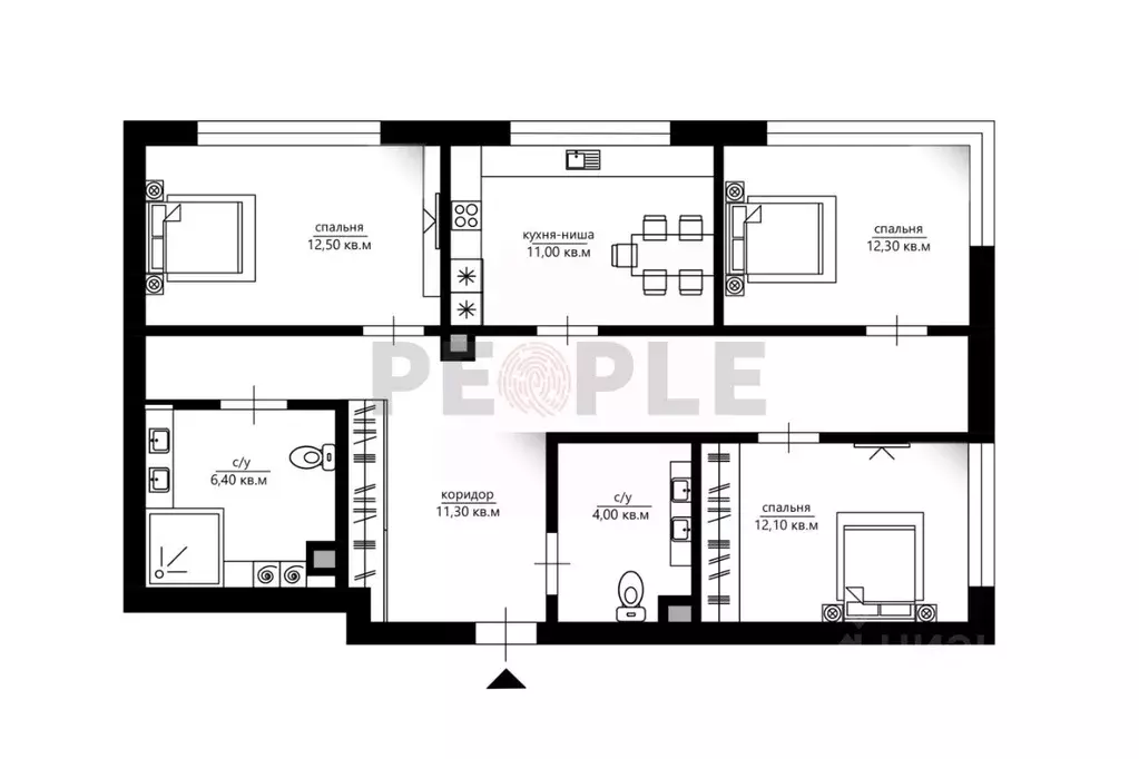 3-к кв. Москва Жилой комплекс остров, 5-й кв-л, 1 (69.6 м) - Фото 2