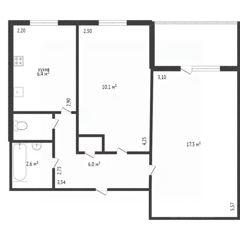 2-к кв. Кемеровская область, Кемерово ул. Веры Волошиной, 43 (62.7 м) - Фото 2