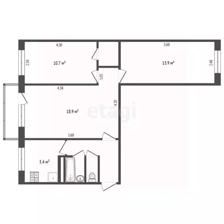 3-к кв. Ярославская область, Ярославль ул. Блюхера, 72 (58.9 м) - Фото 1