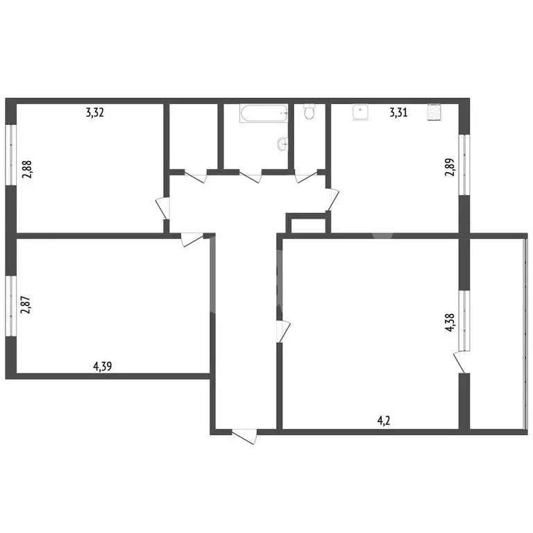 3-комнатная квартира: Тобольск, 10-й микрорайон, 2 (65.1 м) - Фото 1
