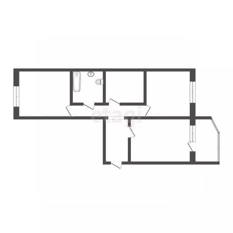 2-к кв. Ханты-Мансийский АО, Сургут ул. Александра Усольцева, 30 (67.0 ... - Фото 2