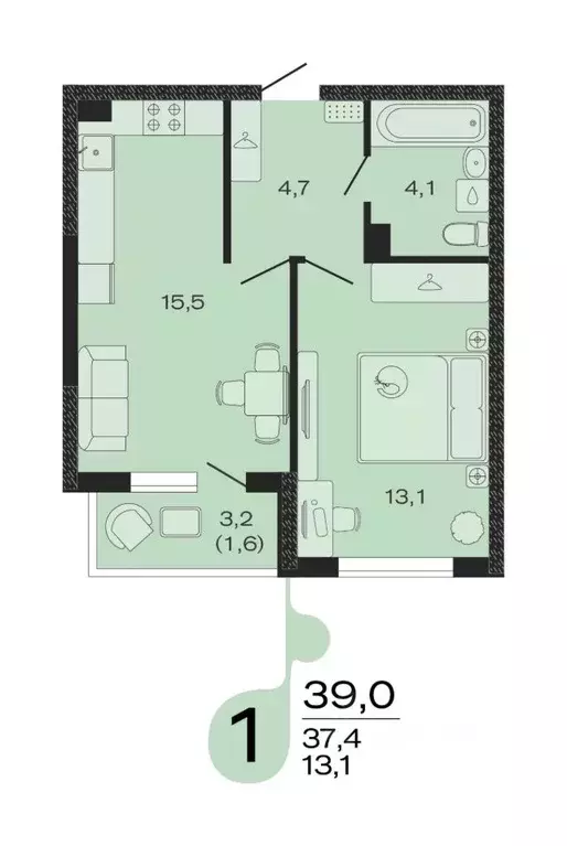 1-к кв. Краснодарский край, Новокубанск Капланово мкр, Эво жилой ... - Фото 1