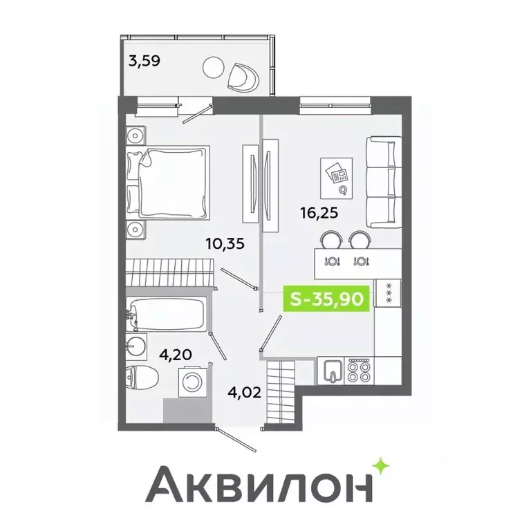 2-к кв. Ленинградская область, Всеволожский район, Заневское городское ... - Фото 1