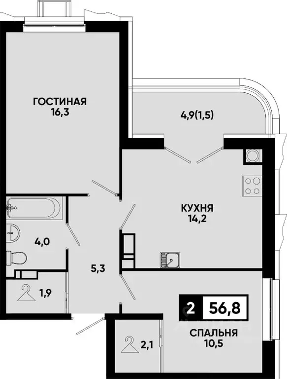 2-к кв. Ставропольский край, Кисловодск Моя Легенда жилой комплекс ... - Фото 1