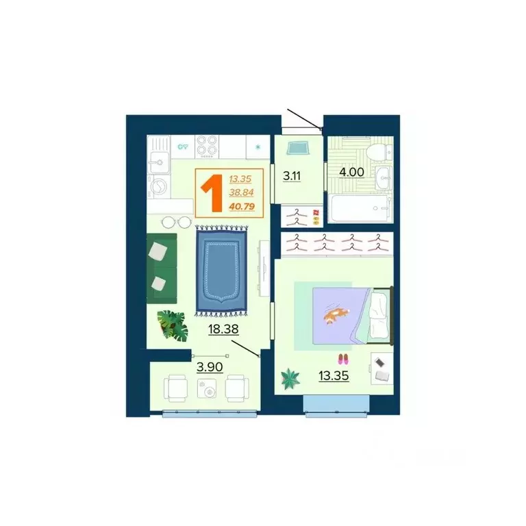 1-к кв. Брянская область, Брянск Московский мкр, 28 (40.79 м) - Фото 1