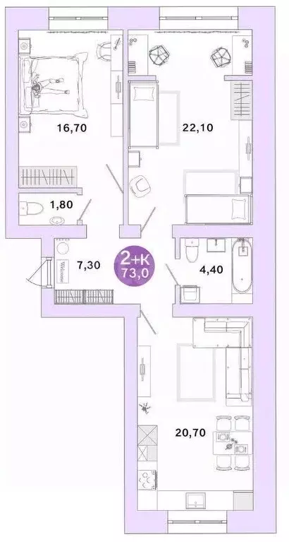 2-к кв. Оренбургская область, Оренбург Ростоши Премьер мкр,  (73.0 м) - Фото 2
