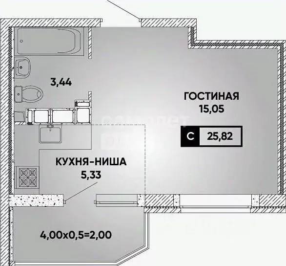 Студия Краснодарский край, Краснодар ул. Григория Булгакова, 7к1 (23.6 ... - Фото 1