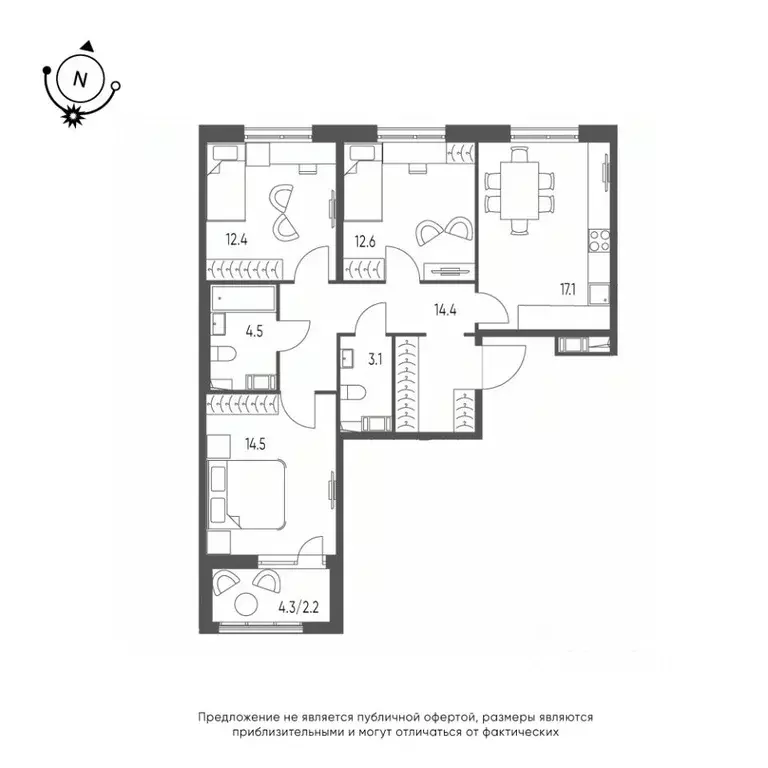 3-к кв. Омская область, Омск Зеленая река мкр, 13 (80.8 м) - Фото 0