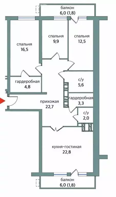 3-комнатная квартира: Самара, 4-й проезд, 67Б (101.7 м) - Фото 1