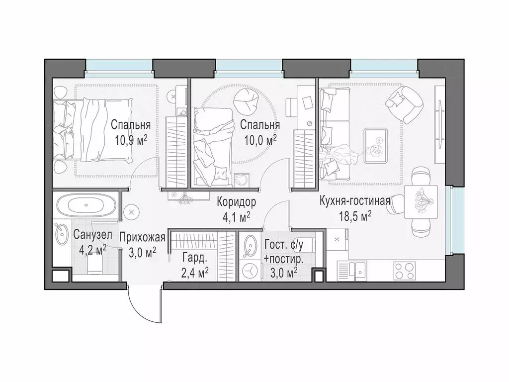 2-комнатная квартира: Мытищи, жилой комплекс Белый Grad, к11.1 (56 м) - Фото 0