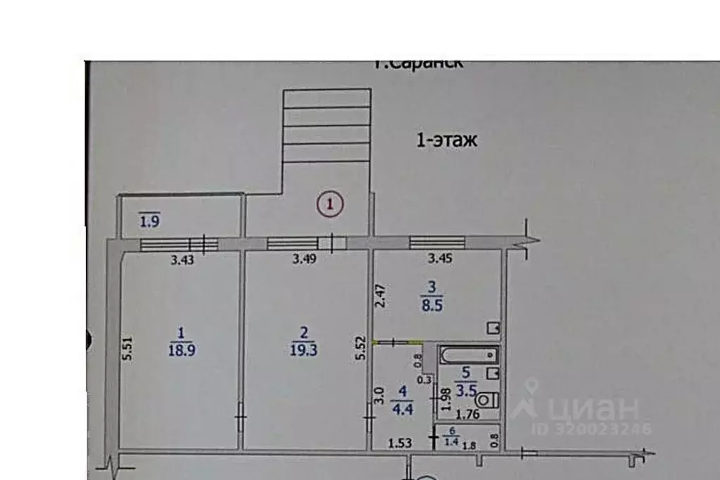 Помещение свободного назначения в Мордовия, Саранск ул. Победы, 5А (56 ... - Фото 2