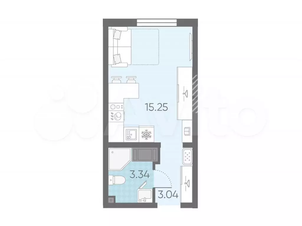 Квартира-студия, 21,6 м, 3/22 эт. - Фото 0
