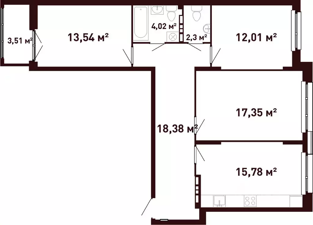3-к кв. Свердловская область, Екатеринбург ул. Калинина, 55 (85.17 м) - Фото 1