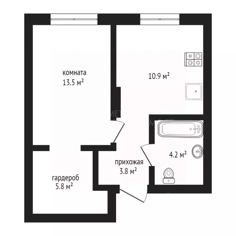 1-к кв. Тюменская область, Тюмень ул. Республики, 204к11 (38.0 м) - Фото 2