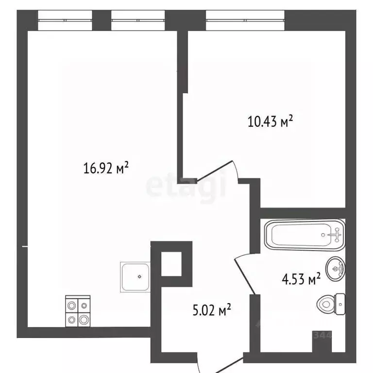 1-к кв. Тюменская область, Тюмень ул. Новоселов, 96 (36.9 м) - Фото 2