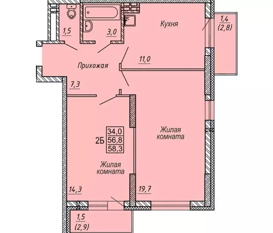 2-к кв. новосибирская область, новосибирск ул. бородина, 56 (58.0 м) - Фото 0