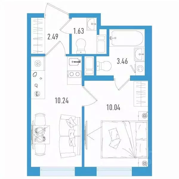 1-к кв. Санкт-Петербург дор. Муринская, 67 (27.86 м) - Фото 1