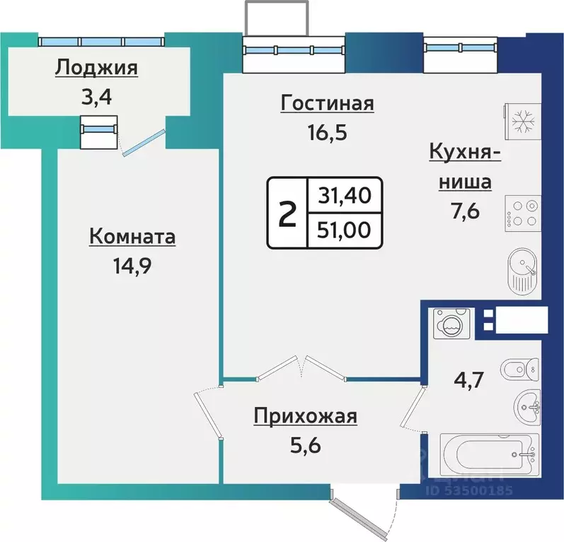 2-к кв. Удмуртия, Ижевск ул. Архитектора П.П. Берша, 42 (50.7 м) - Фото 0