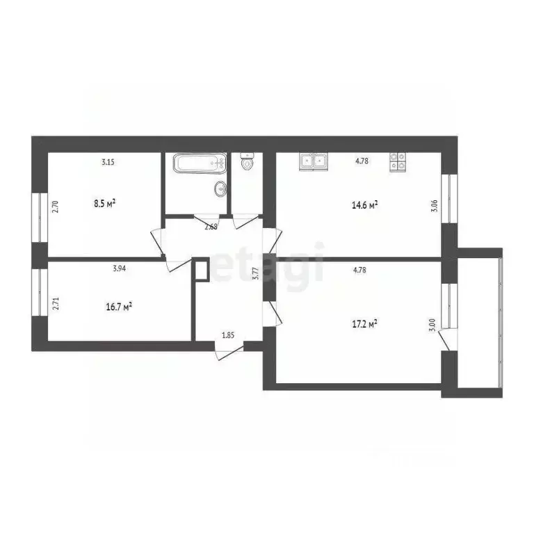 3-к кв. Тюменская область, Тюменский муниципальный округ, Боровский рп ... - Фото 1