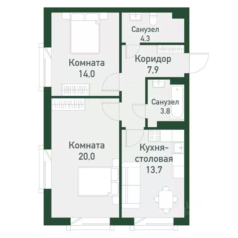 2-к кв. Челябинская область, Челябинский городской округ, пос. ... - Фото 0