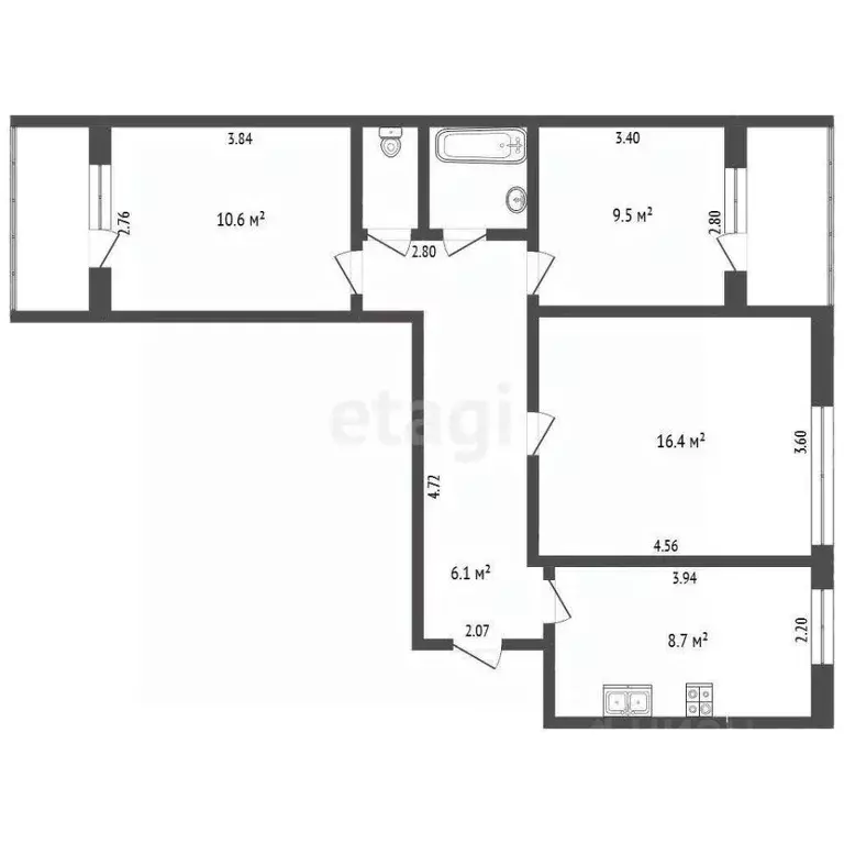 3-к кв. Московская область, Коломна Окский просп., 4 (58.1 м) - Фото 1
